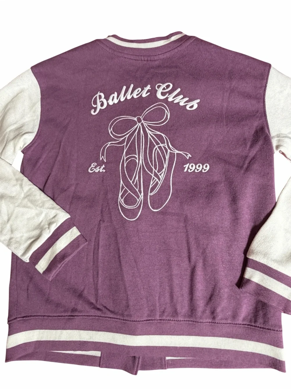 Ballet Club Purple & White Girls' Varsity Jacket size 8